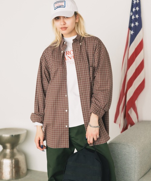 PARROTT CANVAS（パロットキャンバス）の「PARROTT CANVAS/パロットキャンバス BUTTON DOWN SHIRT-CHECK チェックボタンダウンシャツ（シャツ/ブラウス・レディース・ブラウン/グリーン・FREE）」の18枚目の写真