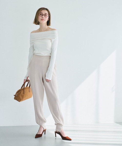 coca(coca)(コカ)の「【WEB限定セール】エンボス裾スリットジョガーパンツ(その他パンツ・レディース・ブラック/ベージュ・L/M/S)」の12枚目の写真