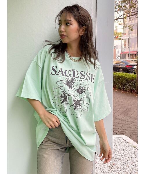 GYDA（ジェイダ）の「SAGESSE BIGTシャツ（Tシャツ/カットソー・レディース・オフホワイト/ミント・FREE）」の9枚目の写真