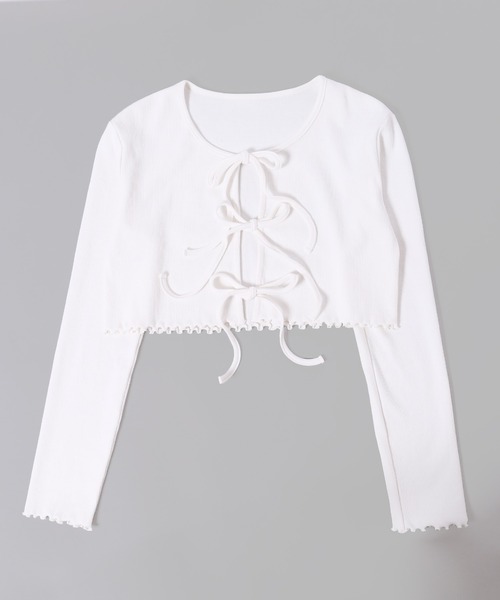 PHILLY（フィリー）の「【PHILLY】フロントリボンリブカーディガン（カーディガン/ボレロ・レディース・グレー/ブラック/ホワイト/ピンク・FREE）」の22枚目の写真