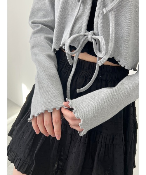 PHILLY（フィリー）の「【PHILLY】フロントリボンリブカーディガン（カーディガン/ボレロ・レディース・グレー/ブラック/ホワイト/ピンク・FREE）」の19枚目の写真