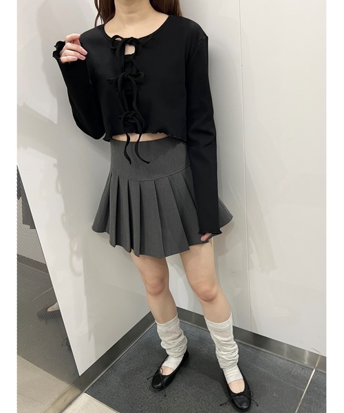 PHILLY（フィリー）の「【PHILLY】フロントリボンリブカーディガン（カーディガン/ボレロ・レディース・グレー/ブラック/ホワイト/ピンク・FREE）」の12枚目の写真