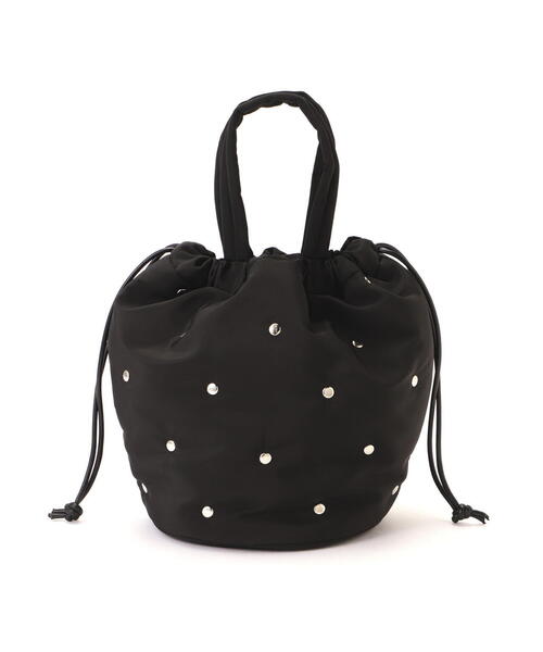 EDIT COLOGNE（エディットコロン）の「ボンディングスタッズ巾着（ショルダーバッグ・レディース・ホワイト/ブラック・ﾌﾘ-）」の2枚目の写真