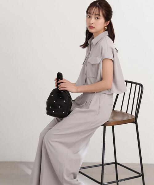 EDIT COLOGNE（エディットコロン）の「ボンディングスタッズ巾着（ショルダーバッグ・レディース・ホワイト/ブラック・ﾌﾘ-）」の5枚目の写真