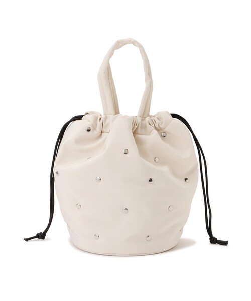 EDIT COLOGNE（エディットコロン）の「ボンディングスタッズ巾着（ショルダーバッグ・レディース・ホワイト/ブラック・ﾌﾘ-）」の11枚目の写真