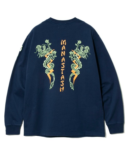 MANASTASH(マナスタッシュ)の「MANASTASH/マナスタッシュ DRAGON L/S TEE(Tシャツ/カットソー・メンズ・ホワイト/ネイビー・LARGE/MEDIUM)」の2枚目の写真