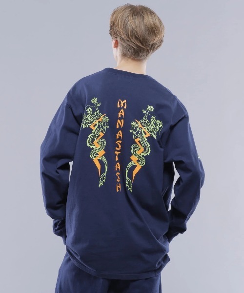 MANASTASH(マナスタッシュ)の「MANASTASH/マナスタッシュ DRAGON L/S TEE(Tシャツ/カットソー・メンズ・ホワイト/ネイビー・LARGE/MEDIUM)」の3枚目の写真