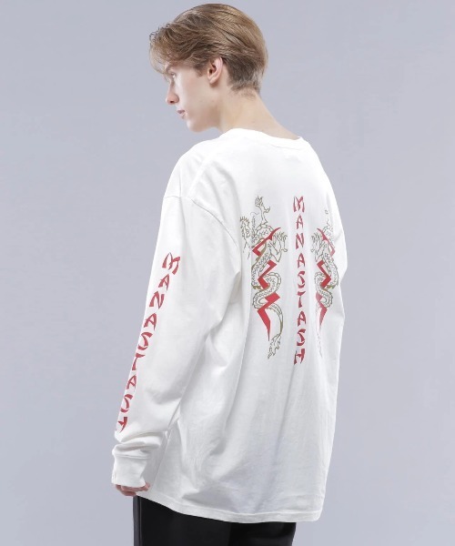MANASTASH(マナスタッシュ)の「MANASTASH/マナスタッシュ DRAGON L/S TEE(Tシャツ/カットソー・メンズ・ホワイト/ネイビー・LARGE/MEDIUM)」の9枚目の写真