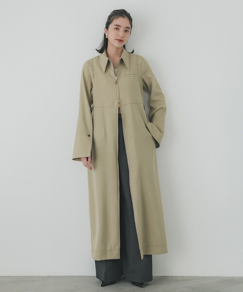 PUBLIC TOKYO（パブリックトウキョウ）の「ショルダータックシャツワンピ（シャツワンピース・レディース・アイボリー/ベージュ/ネイビー・1/2）」の19枚目の写真