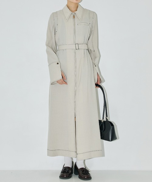 PUBLIC TOKYO（パブリックトウキョウ）の「ショルダータックシャツワンピ（シャツワンピース・レディース・アイボリー/ベージュ/ネイビー・1/2）」の16枚目の写真