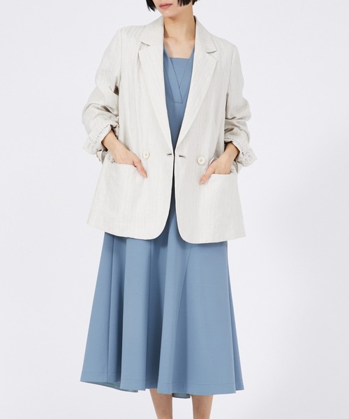 qualite（カリテ）の「【接触冷感・UVカット】Vネックマーメイドワンピース/夏服（ワンピース・レディース・ブラック/グレイッシュブルー・36/38）」の3枚目の写真