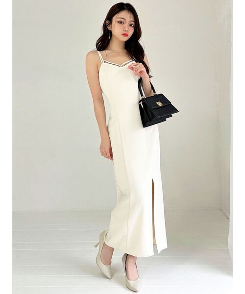 RESEXXY（リゼクシー）の「ダブルストラップキャミワンピース【セットアップ着用可能】（ワンピース・レディース・アイボリー/ブラック/ベージュ・FREE）」の4枚目の写真