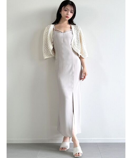 RESEXXY（リゼクシー）の「ダブルストラップキャミワンピース【セットアップ着用可能】（ワンピース・レディース・アイボリー/ブラック/ベージュ・FREE）」の8枚目の写真