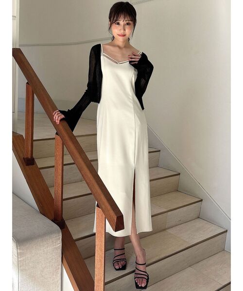 RESEXXY（リゼクシー）の「ダブルストラップキャミワンピース【セットアップ着用可能】（ワンピース・レディース・アイボリー/ブラック/ベージュ・FREE）」の17枚目の写真