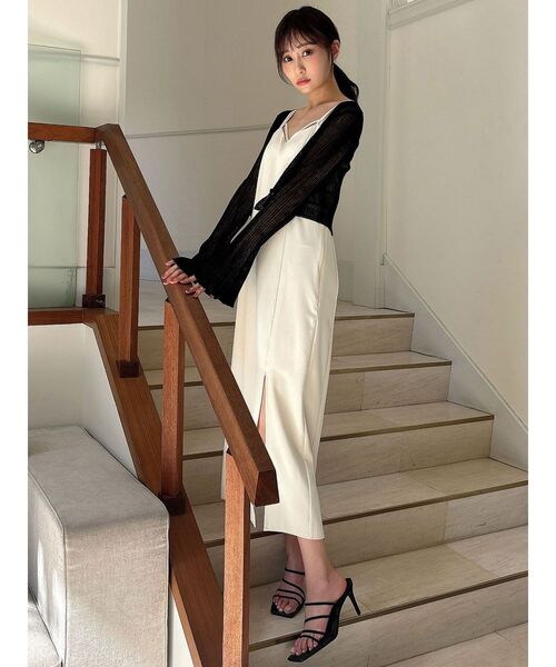 RESEXXY（リゼクシー）の「ダブルストラップキャミワンピース【セットアップ着用可能】（ワンピース・レディース・アイボリー/ブラック/ベージュ・FREE）」の19枚目の写真