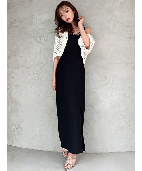 RESEXXY（リゼクシー）の「ダブルストラップキャミワンピース【セットアップ着用可能】（ワンピース・レディース・アイボリー/ブラック/ベージュ・FREE）」の22枚目の写真