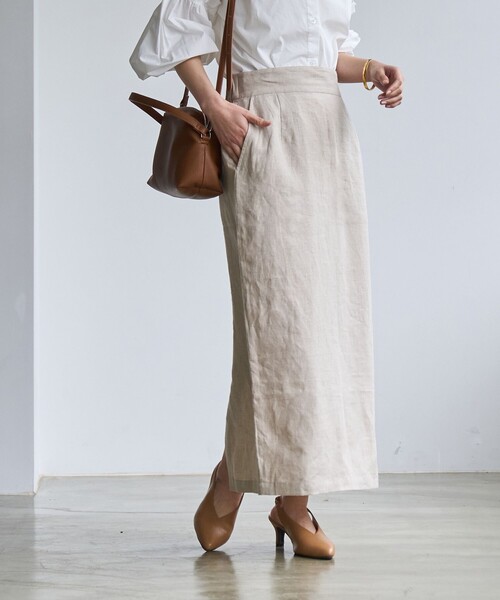 coen(コーエン)の「【RONEL】European Flax(ヨーロピアンフレックス) ナロースカート(セットアップ対応可能)(スカート・レディース・ロイヤルブルー/ベージュ・M/S)」の1枚目の写真