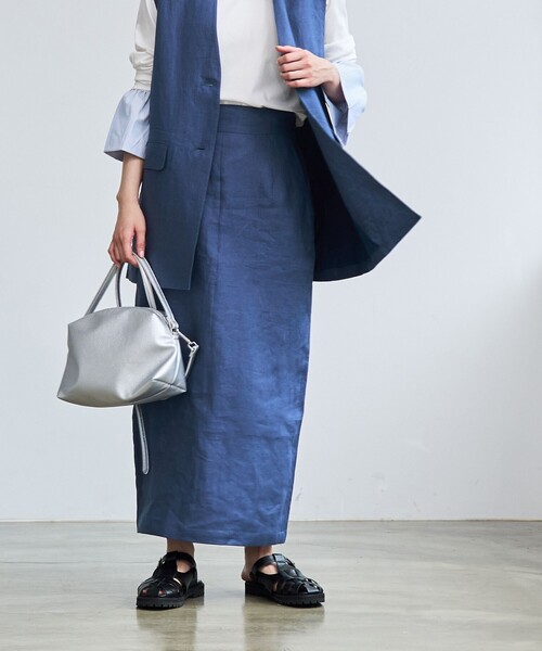coen(コーエン)の「【RONEL】European Flax(ヨーロピアンフレックス) ナロースカート(セットアップ対応可能)(スカート・レディース・ロイヤルブルー/ベージュ・M/S)」の2枚目の写真