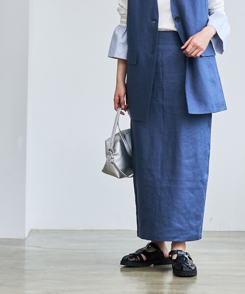coen(コーエン)の「【RONEL】European Flax(ヨーロピアンフレックス) ナロースカート(セットアップ対応可能)(スカート・レディース・ロイヤルブルー/ベージュ・M/S)」の17枚目の写真