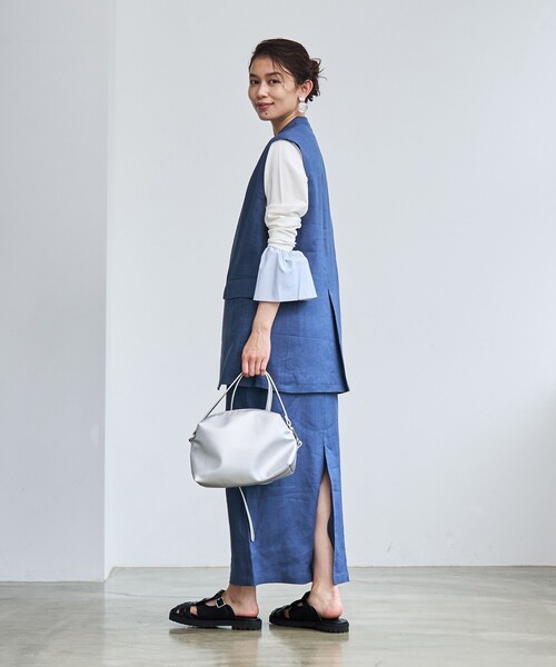 coen(コーエン)の「【RONEL】European Flax(ヨーロピアンフレックス) ナロースカート(セットアップ対応可能)(スカート・レディース・ロイヤルブルー/ベージュ・M/S)」の14枚目の写真