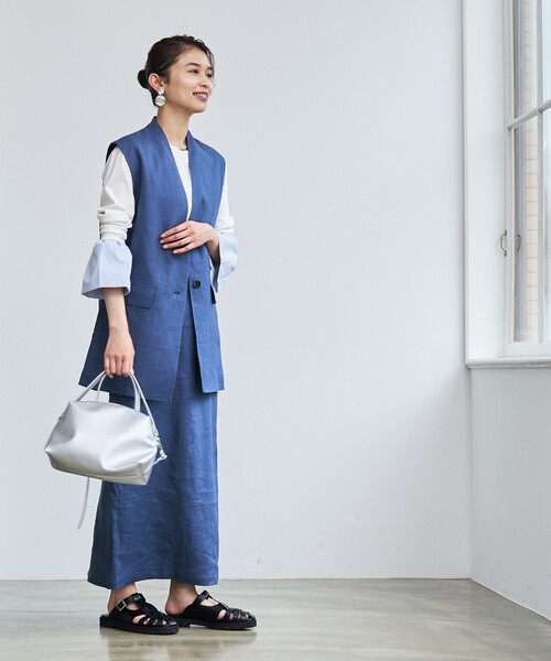 coen(コーエン)の「【RONEL】European Flax(ヨーロピアンフレックス) ナロースカート(セットアップ対応可能)(スカート・レディース・ロイヤルブルー/ベージュ・M/S)」の13枚目の写真