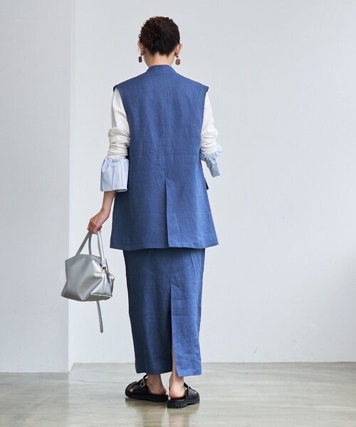 coen(コーエン)の「【RONEL】European Flax(ヨーロピアンフレックス) ナロースカート(セットアップ対応可能)(スカート・レディース・ロイヤルブルー/ベージュ・M/S)」の12枚目の写真