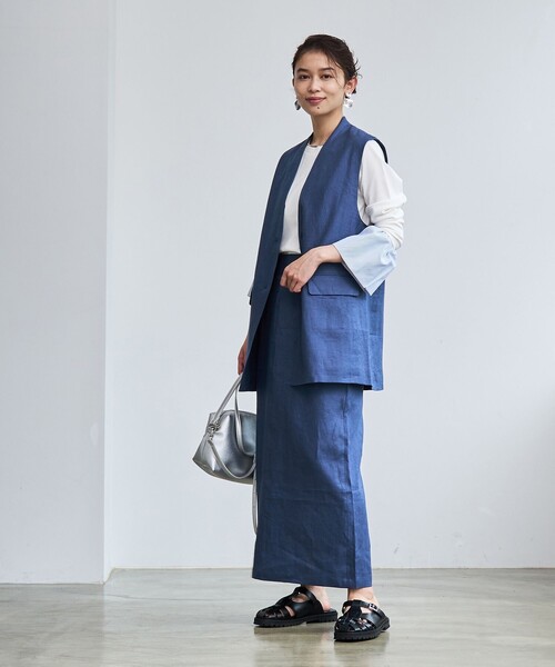 coen(コーエン)の「【RONEL】European Flax(ヨーロピアンフレックス) ナロースカート(セットアップ対応可能)(スカート・レディース・ロイヤルブルー/ベージュ・M/S)」の10枚目の写真