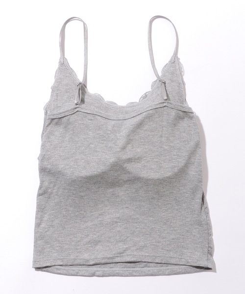 Lace Ladies(レースレディース)の「Vネック リブ レース カップ付き キャミソール(キャミソール・レディース・グレー/アイボリー/ブラック/ホワイト・FREE)」の14枚目の写真