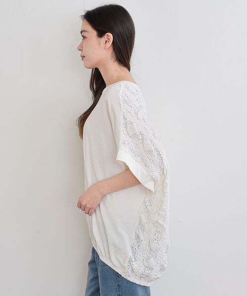 rps(アールピーエス)の「BACKレース切替ワイドTシャツ(Tシャツ/カットソー・レディース・シルバーグレー/ブラック/オフホワイト・フリー)」の5枚目の写真