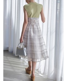 MERCURYDUO | シアーチェックニットドッキングワンピース(ワンピース)