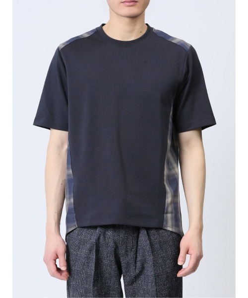 renoma HOMME（レノマオム）の「【ウォッシャブル】レノマ オム 布帛使い クルーネック半袖Tシャツ（Tシャツ/カットソー・メンズ・ホワイト/ネイビー・MEDIUM/LARGE/X-LARGE）」の5枚目の写真