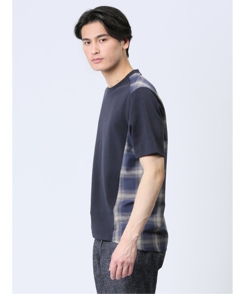 renoma HOMME（レノマオム）の「【ウォッシャブル】レノマ オム 布帛使い クルーネック半袖Tシャツ（Tシャツ/カットソー・メンズ・ホワイト/ネイビー・MEDIUM/LARGE/X-LARGE）」の9枚目の写真