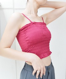 styiro（スタイロ）の「シャーリングキャミソール チューブトップ ストラップ取り外し可 ショート/クロップド丈（チューブトップ）」