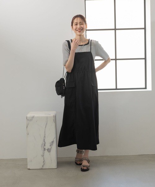 GLOBAL WORK（グローバルワーク）の「エアかる多機能キャミワンピース/109271（ワンピース・レディース・カーキ/ブラック/グレー・FREE）」の4枚目の写真