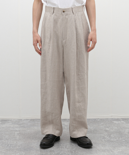 EDIFICE（エディフィス）の「ARAKI LUI 別注 リネン ワイド スラックス（スラックス・メンズ・ブラック/アイボリー・MEDIUM/LARGE）」の4枚目の写真