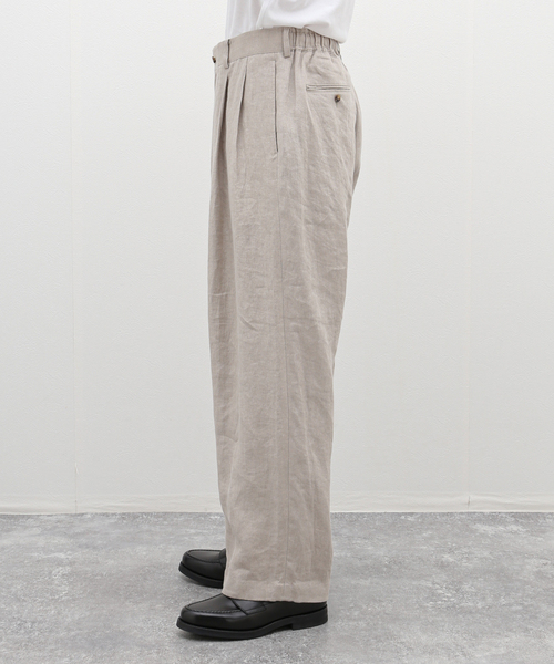 EDIFICE（エディフィス）の「ARAKI LUI 別注 リネン ワイド スラックス（スラックス・メンズ・ブラック/アイボリー・MEDIUM/LARGE）」の5枚目の写真