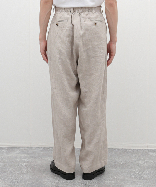 EDIFICE（エディフィス）の「ARAKI LUI 別注 リネン ワイド スラックス（スラックス・メンズ・ブラック/アイボリー・MEDIUM/LARGE）」の6枚目の写真