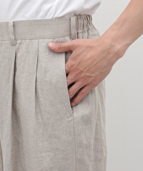 EDIFICE（エディフィス）の「ARAKI LUI 別注 リネン ワイド スラックス（スラックス・メンズ・ブラック/アイボリー・MEDIUM/LARGE）」の10枚目の写真