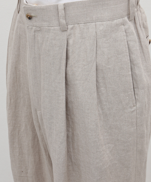 EDIFICE（エディフィス）の「ARAKI LUI 別注 リネン ワイド スラックス（スラックス・メンズ・ブラック/アイボリー・MEDIUM/LARGE）」の12枚目の写真