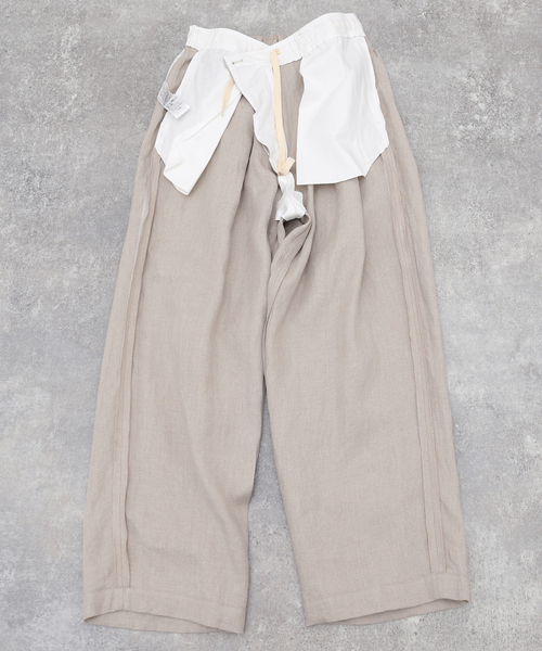 EDIFICE（エディフィス）の「ARAKI LUI 別注 リネン ワイド スラックス（スラックス・メンズ・ブラック/アイボリー・MEDIUM/LARGE）」の16枚目の写真