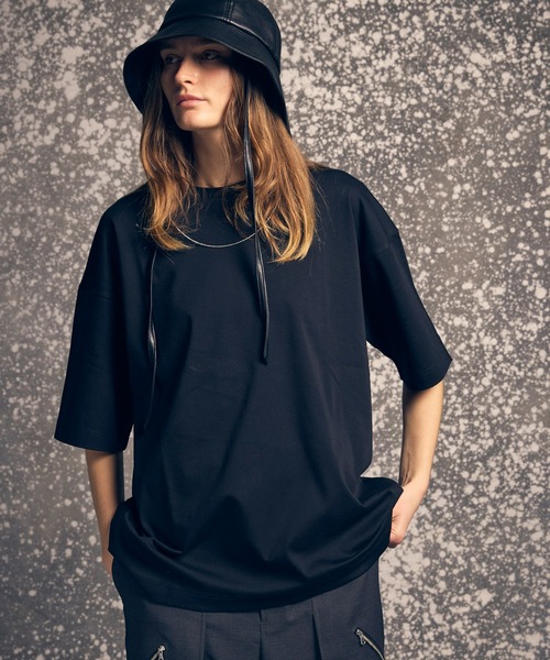 MAISON SPECIAL(メゾンスペシャル)の「《UNISEX》Mercerize Cotton Prime-Over Crew Neck T-shirt/マーセライズコットンプライムオーバークルーネックTシャツ【MAISON SPECIAL/メゾンスペシャル】(Tシャツ/カットソー・メンズ・ラベンダー/ホワイト/ライム/ブラック・0/1/2)」の3枚目の写真