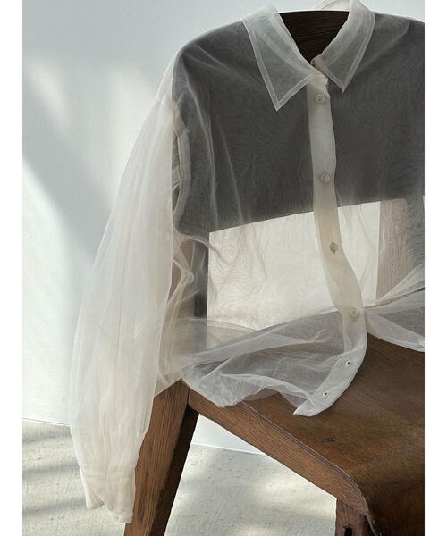 LAGUNAMOON（ラグナムーン）の「シアーチュールシャツ（シャツ/ブラウス・レディース・ホワイト/グレー/ブルー・FREE）」の4枚目の写真