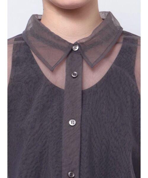 LAGUNAMOON（ラグナムーン）の「シアーチュールシャツ（シャツ/ブラウス・レディース・ホワイト/グレー/ブルー・FREE）」の9枚目の写真