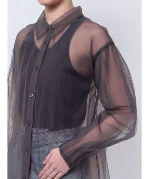 LAGUNAMOON（ラグナムーン）の「シアーチュールシャツ（シャツ/ブラウス・レディース・ホワイト/グレー/ブルー・FREE）」の10枚目の写真