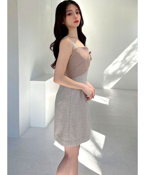 RESEXXY（リゼクシー）の「フロントクロスツイードワンピース（ワンピース・レディース・ベージュ/ブラック・FREE）」の7枚目の写真