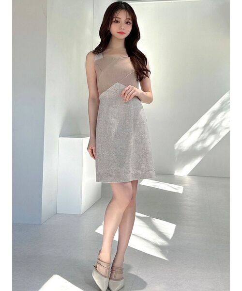 RESEXXY（リゼクシー）の「フロントクロスツイードワンピース（ワンピース・レディース・ベージュ/ブラック・FREE）」の8枚目の写真