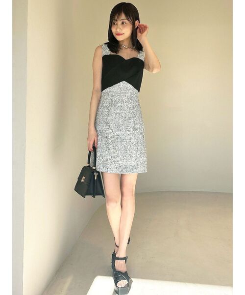 RESEXXY（リゼクシー）の「フロントクロスツイードワンピース（ワンピース・レディース・ベージュ/ブラック・FREE）」の10枚目の写真