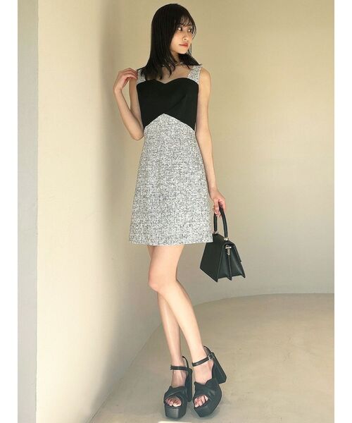 RESEXXY（リゼクシー）の「フロントクロスツイードワンピース（ワンピース・レディース・ベージュ/ブラック・FREE）」の11枚目の写真