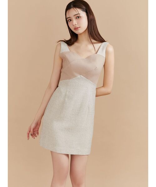 RESEXXY（リゼクシー）の「フロントクロスツイードワンピース（ワンピース・レディース・ベージュ/ブラック・FREE）」の12枚目の写真