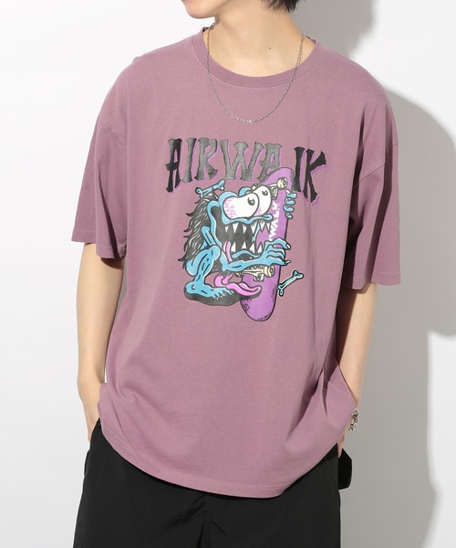 AIRWALK（エアウォーク）の「【AIRWALK】プレーン＆ピグメント加工半袖プリントTシャツ オーバーサイズ AWM42400/AWM42401/AWM42402（Tシャツ/カットソー・メンズ・パープル/ホワイト/ホワイト系その他3/パープル系その他2/ブラック/ブラック系その他2/ホワイト系その他2/ブラック系その他3/グレー・M/L/LL）」の9枚目の写真